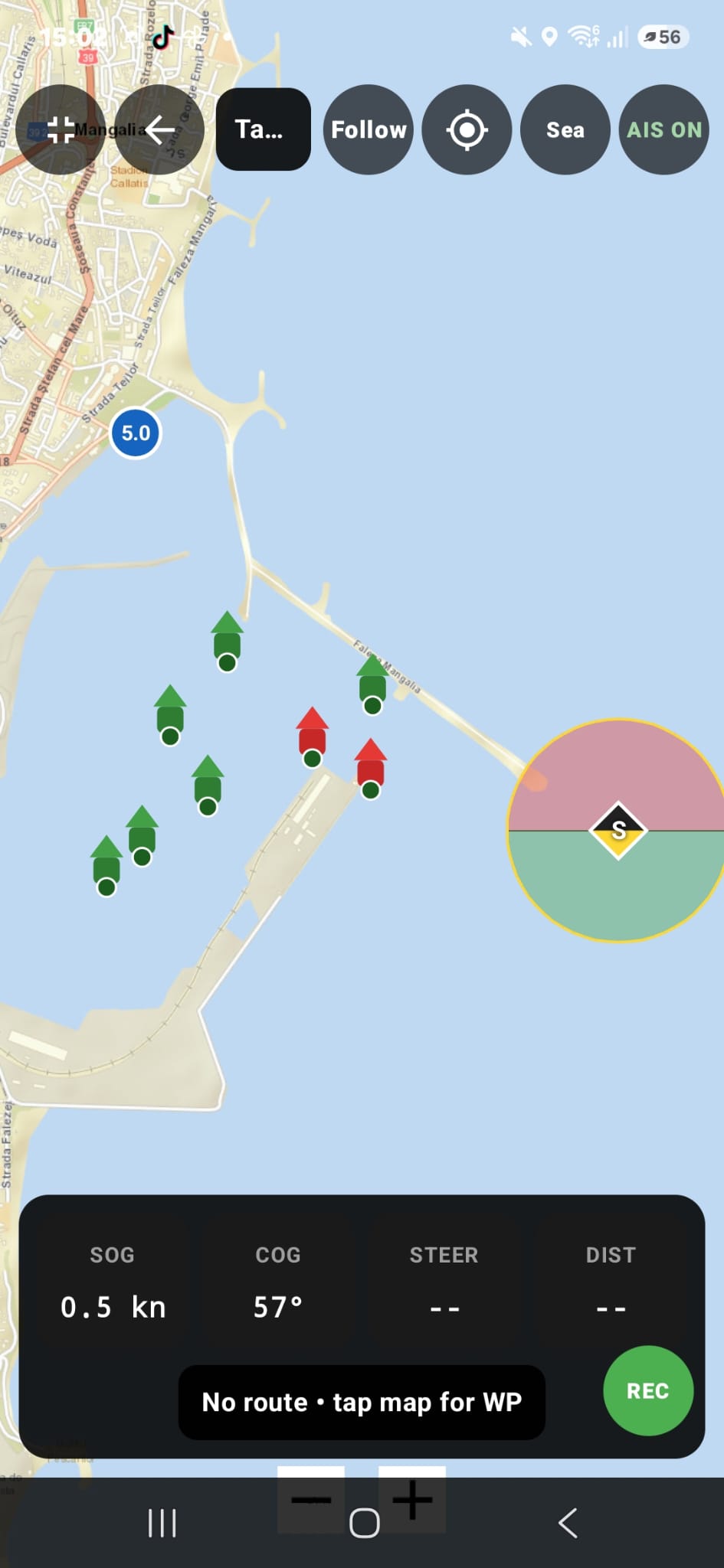 SafeSail map with community marks, cardinals and AIS